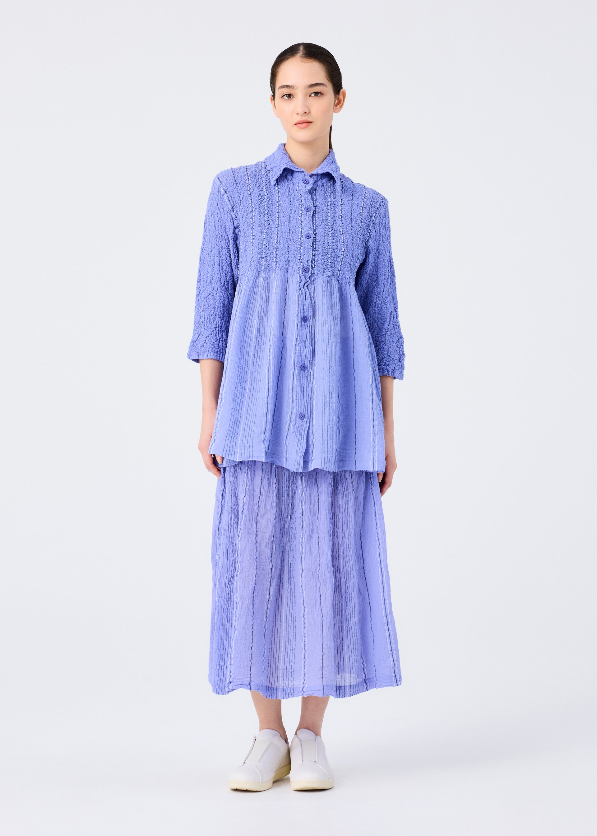 me ISSEY MIYAKE ミーイッセイ ミヤケ 25AW STRIPE FLOCKY CAULIFLOWER カリフラワーデザインカットソー MI54FJ711 レッド F me ISSEY MIYAKE ミーイッセイ ミヤケ 25AW STRIPE FLOCKY CAULIFLOWER