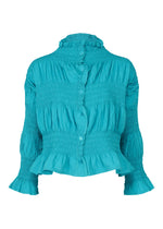 SHRINK STRIPE、ウィメンズ_トップス_カーディガン、ブルー