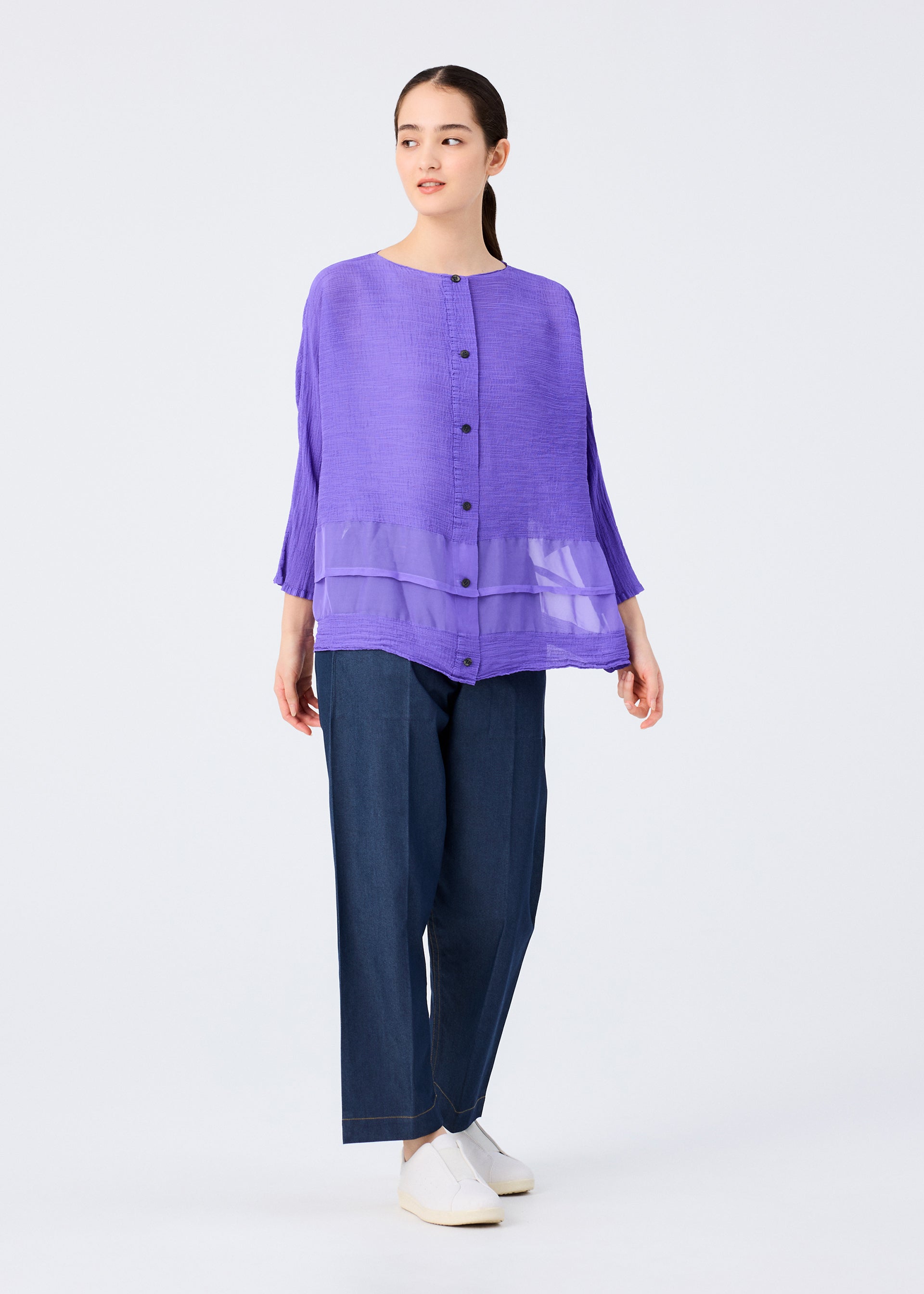 me ISSEY MIYAKE シースルークレープ　カーディガン　薄パープル SHEER SEE-THROUGH CREPE – isseymiyake.com