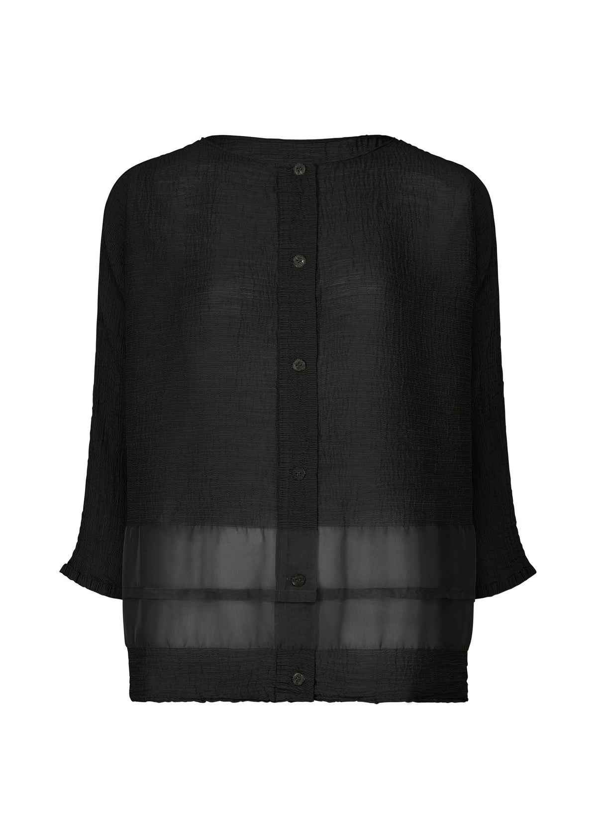 SHEER SEE-THROUGH CREPE、ウィメンズ_トップス_カーディガン、ブラック
