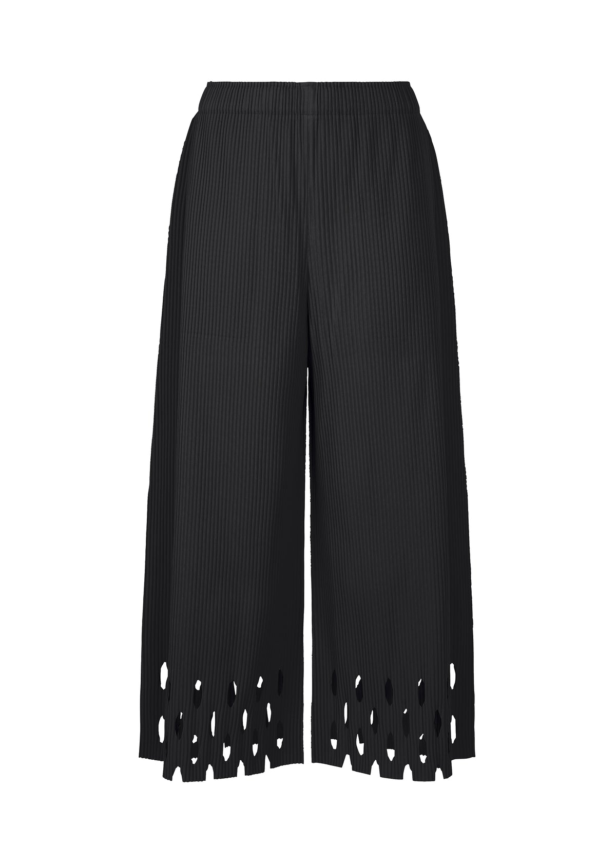 FINE KNIT PLEATS BOTTOM 3、ウィメンズ_パンツ、ブラック