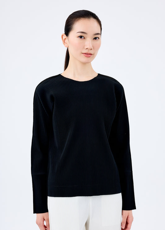 FINE KNIT PLEATS BLACK、ウィメンズ_トップス_トップ、着用画像1
