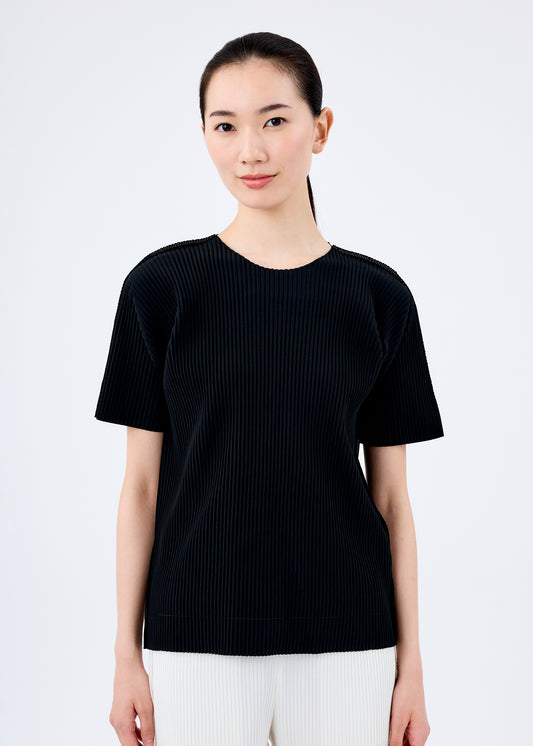 FINE KNIT PLEATS BLACK、ウィメンズ_トップス_トップ、着用画像1