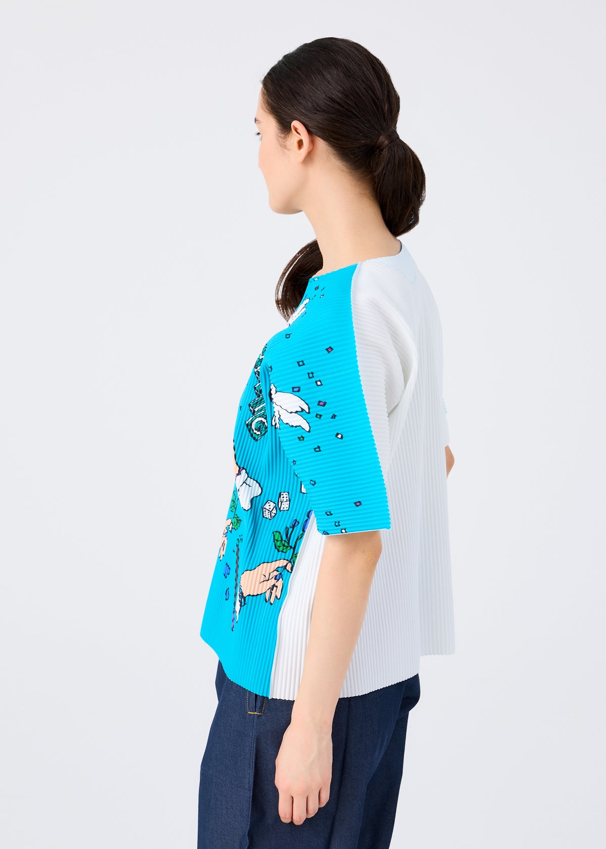 MAGIC FINE KNIT PLEATS T、ウィメンズ_トップス_トップ、着用画像4