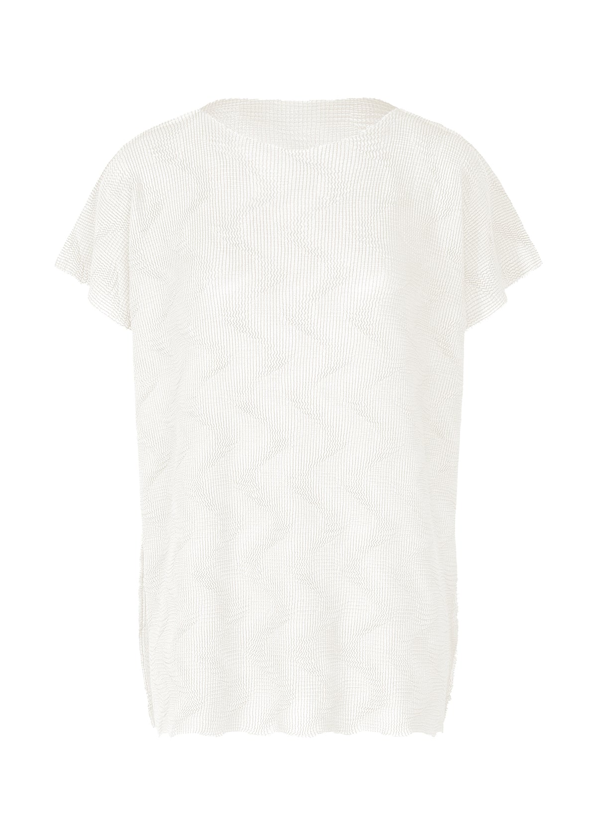 WAVE KNIT STRETCH PLEATS、ウィメンズ_トップス_トップ、ホワイト