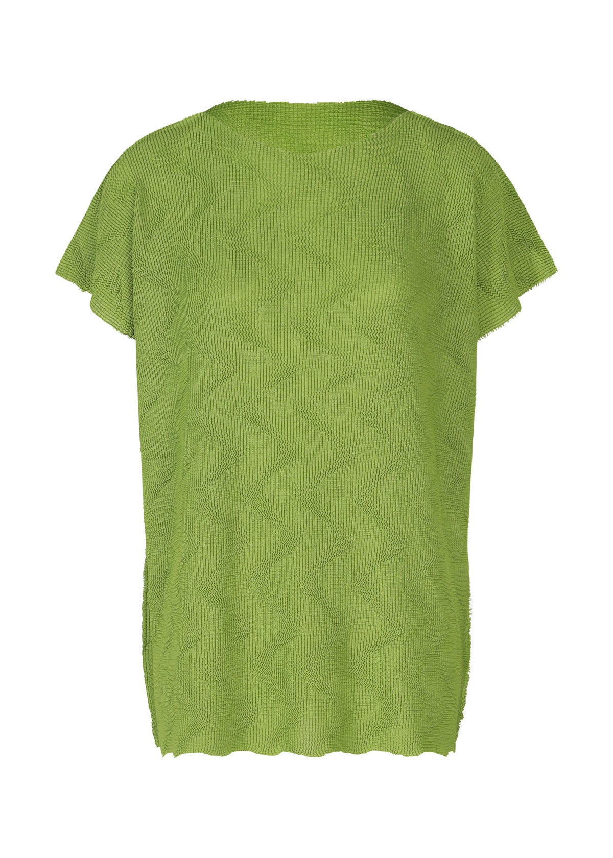 WAVE KNIT STRETCH PLEATS、ウィメンズ_トップス_トップ、グリーン