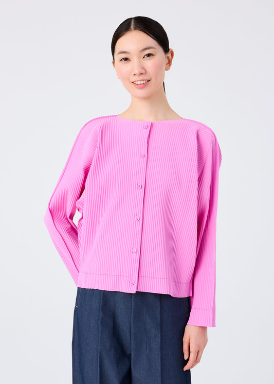 FINE KNIT PLEATS COLOR 2、ウィメンズ_トップス_カーディガン、着用画像1