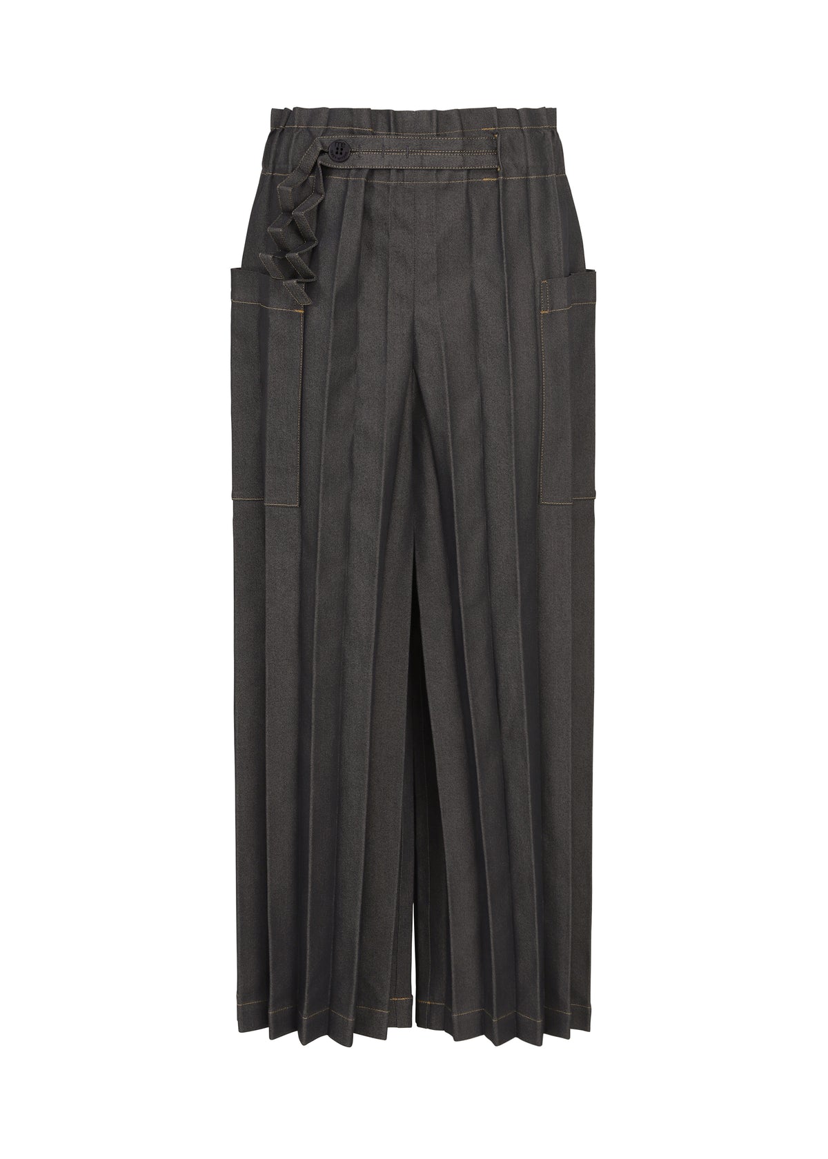 DENIM PLEATS BOTTOM、ウィメンズ_パンツ、ブラック