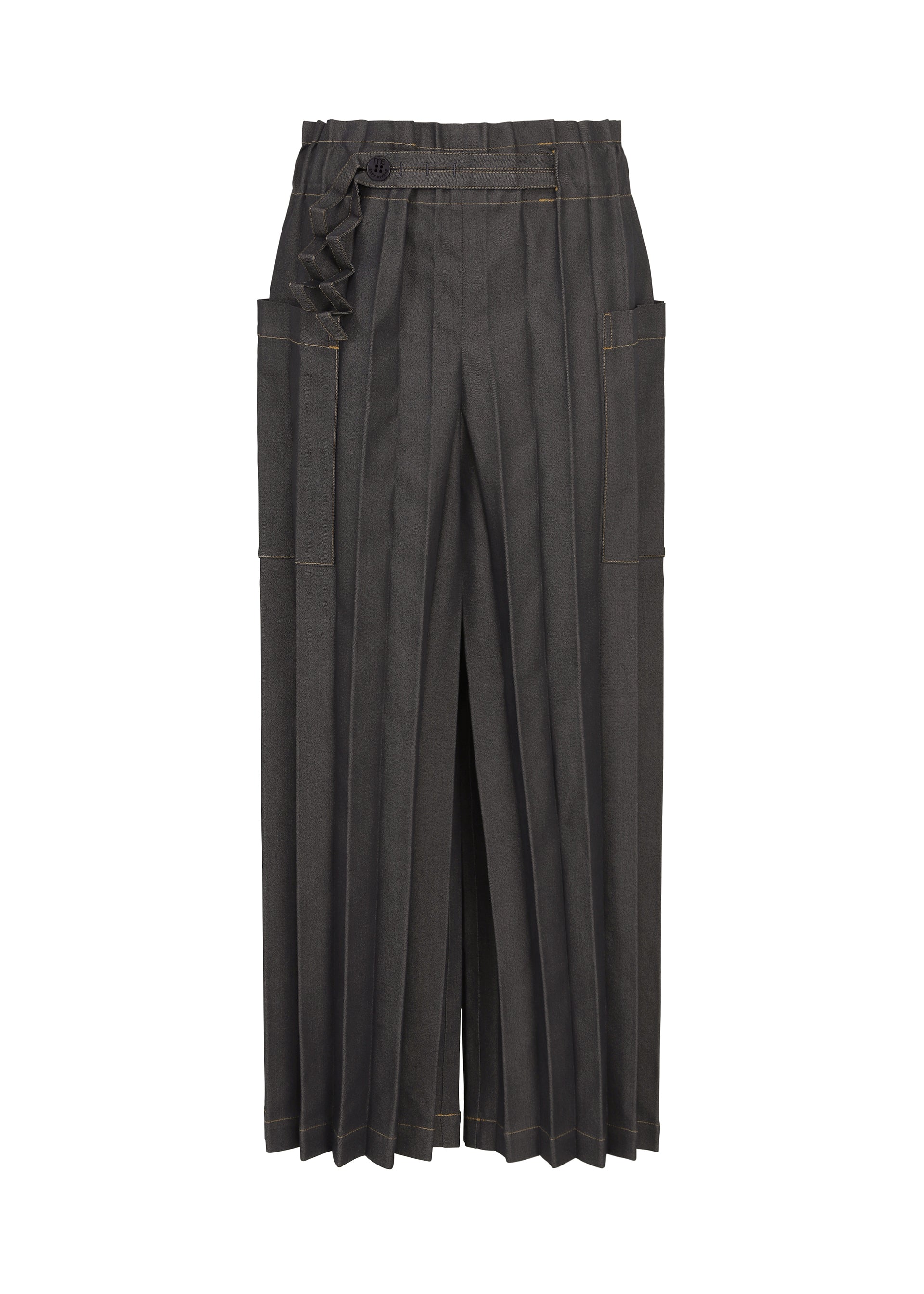 DENIM PLEATS BOTTOM、ウィメンズ_パンツ、ブラック