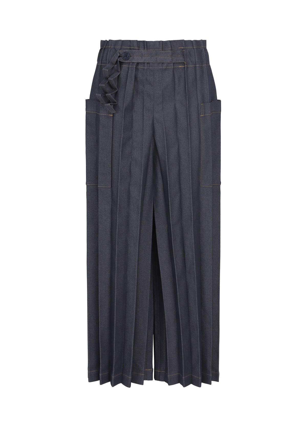DENIM PLEATS BOTTOM、ウィメンズ_パンツ、ネイビー