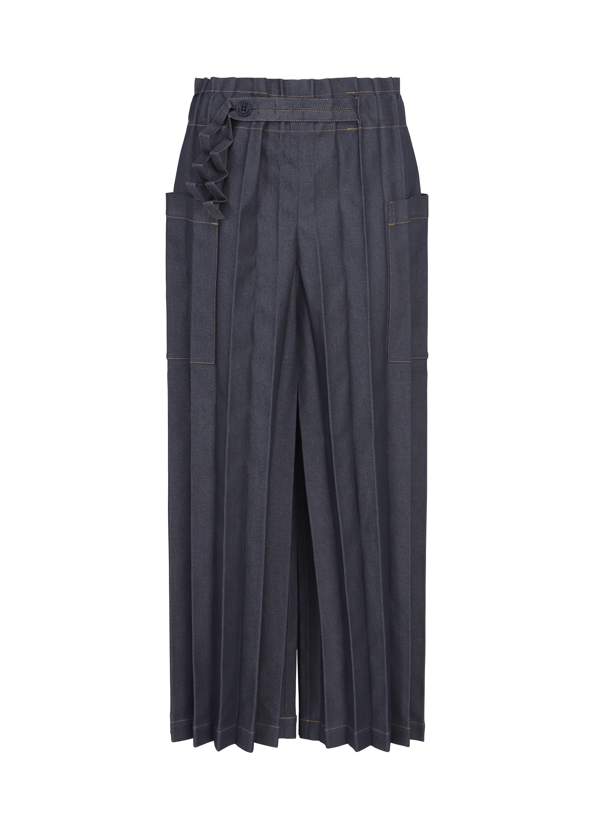 DENIM PLEATS BOTTOM、ウィメンズ_パンツ、ネイビー