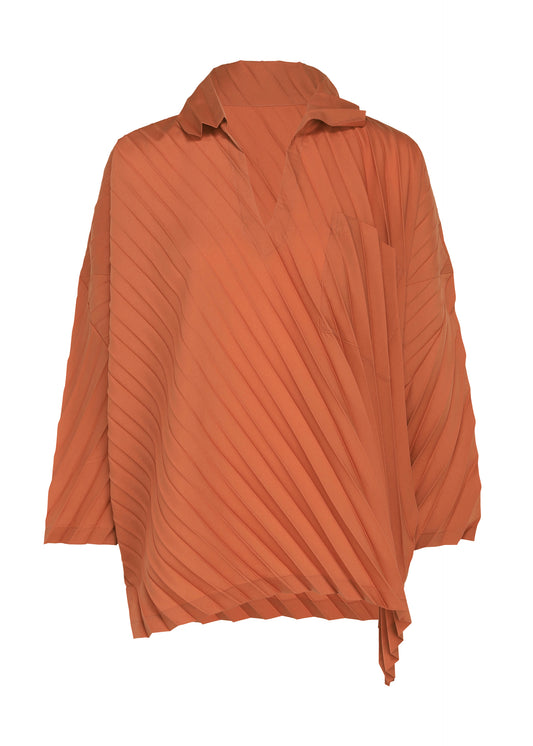 ANGLE PLEATS SHIRT、ウィメンズ_トップス_トップ、オレンジ