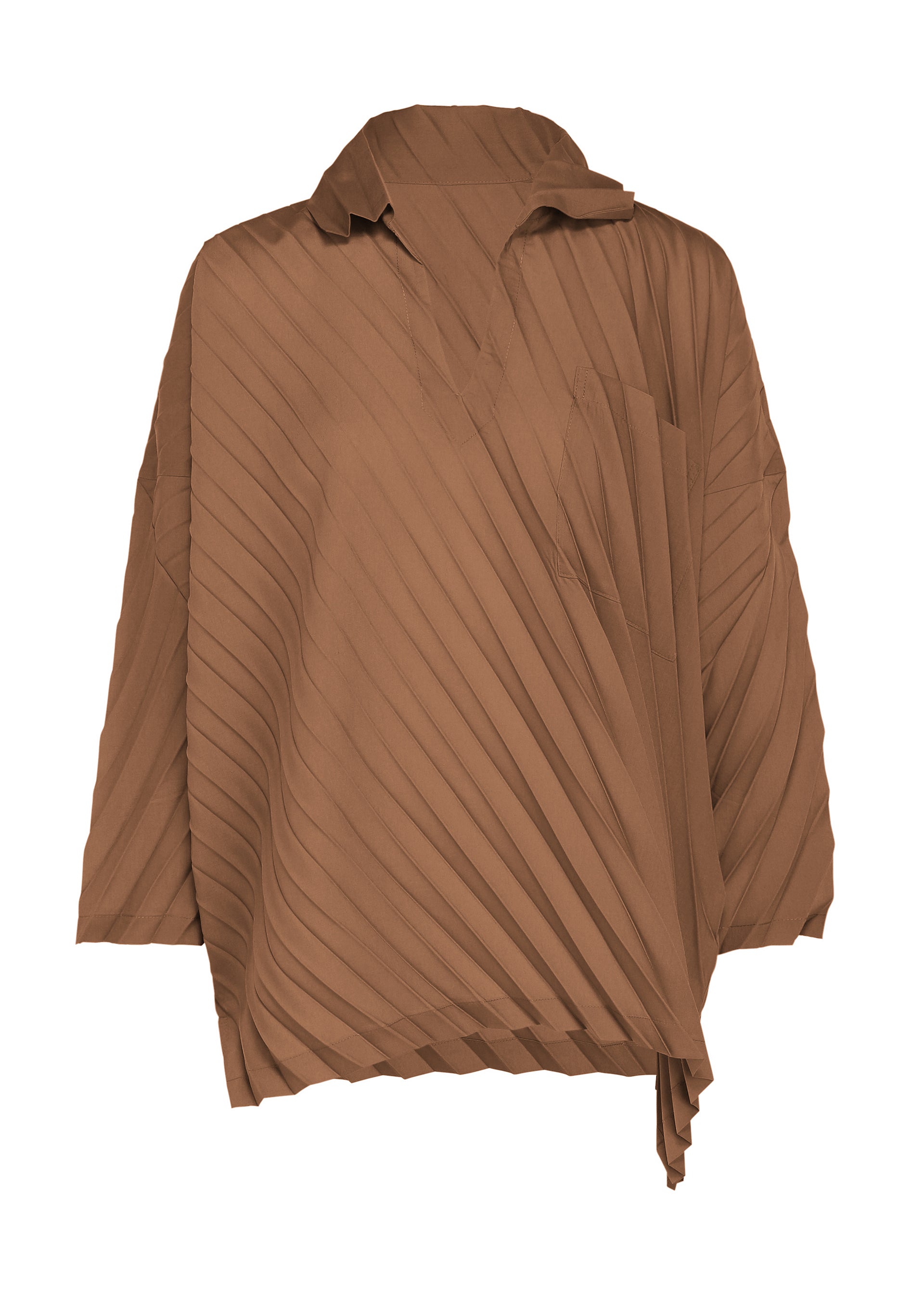 ANGLE PLEATS SHIRT、ウィメンズ_トップス_トップ、ブラウン