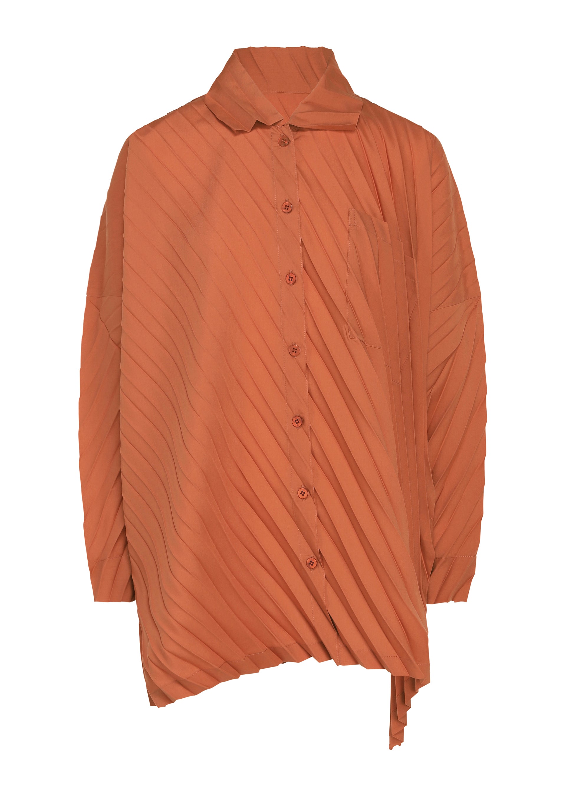 ANGLE PLEATS SHIRT、ウィメンズ_トップス_トップ、オレンジ