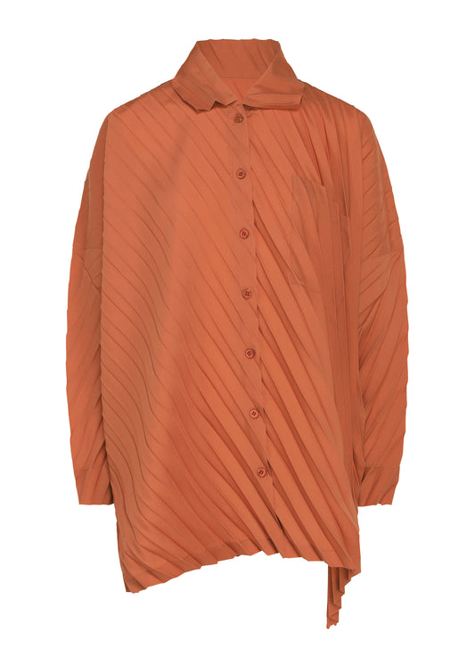 ANGLE PLEATS SHIRT、ウィメンズ_トップス_トップ、オレンジ