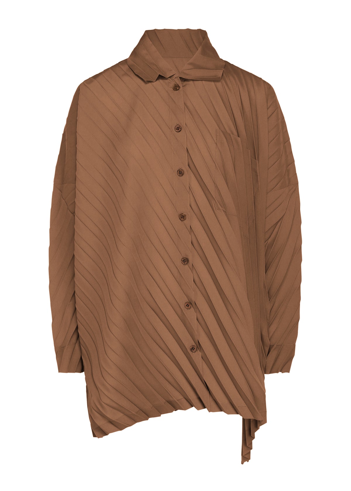 ANGLE PLEATS SHIRT、ウィメンズ_トップス_トップ、ブラウン