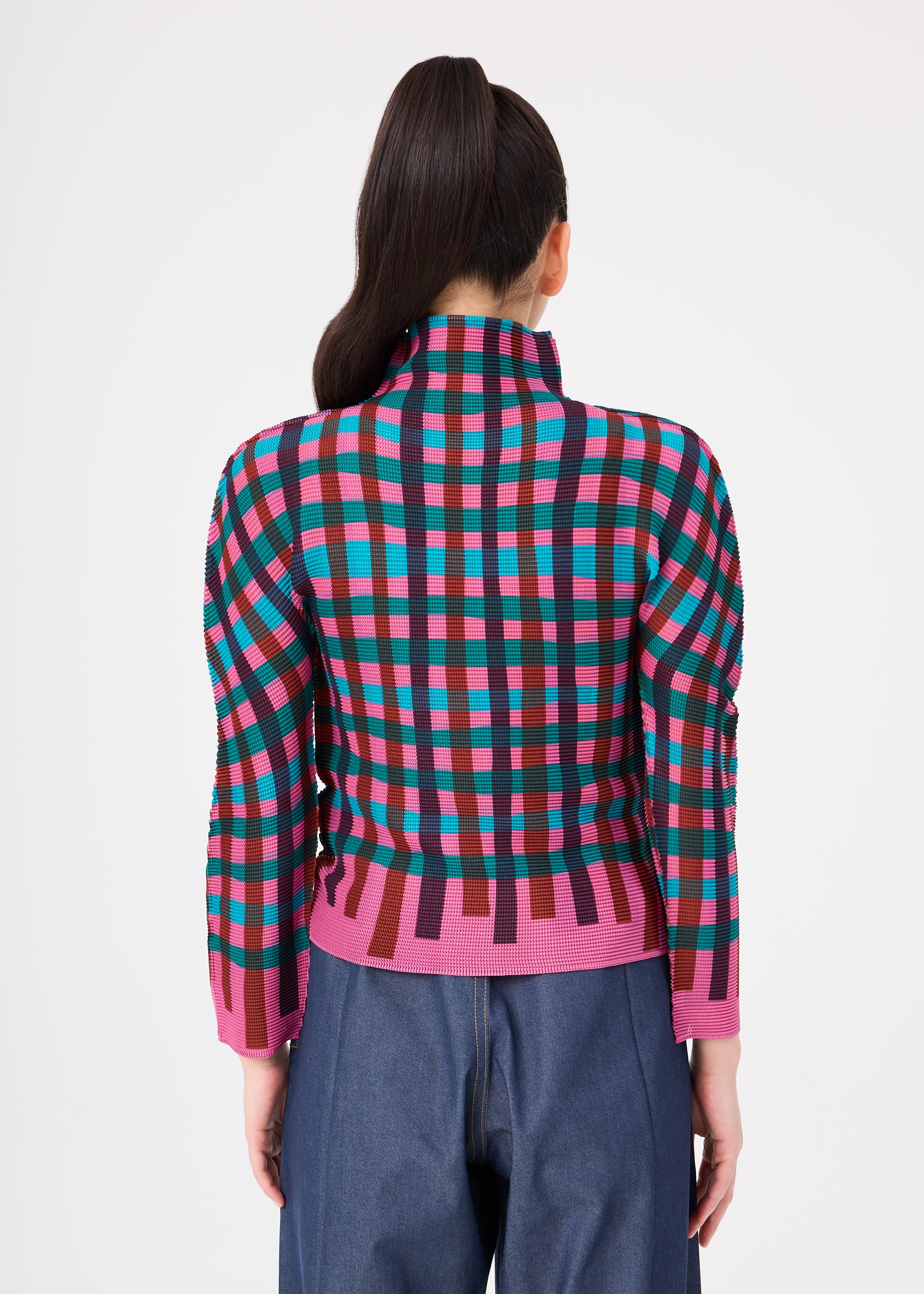 me isseymiyake シワ加工　タンクトップ　ビスチェ　ピンク　チェック TAPE CHECK – isseymiyake.com