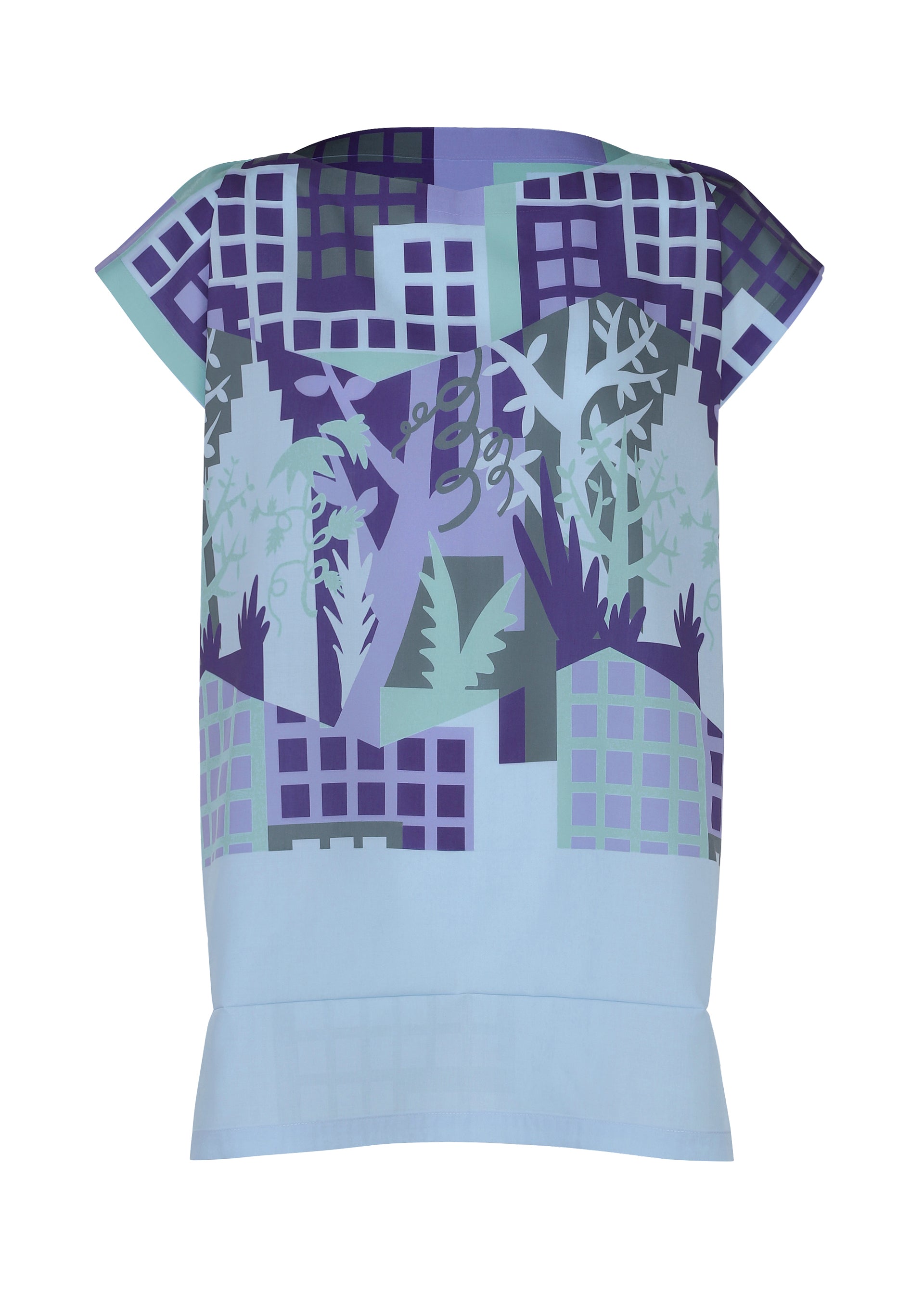 BUILDING PRINT SHIRT、ウィメンズ_トップス_トップ、ブルー