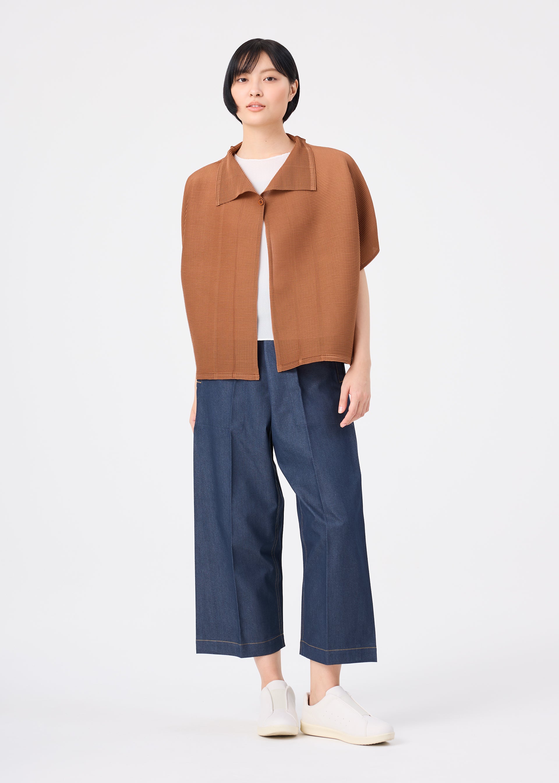 SQUARE STRETCH PLEATS、ウィメンズ_トップス_カーディガン、着用画像3