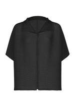 SQUARE STRETCH PLEATS、ウィメンズ_トップス_カーディガン、ブラック