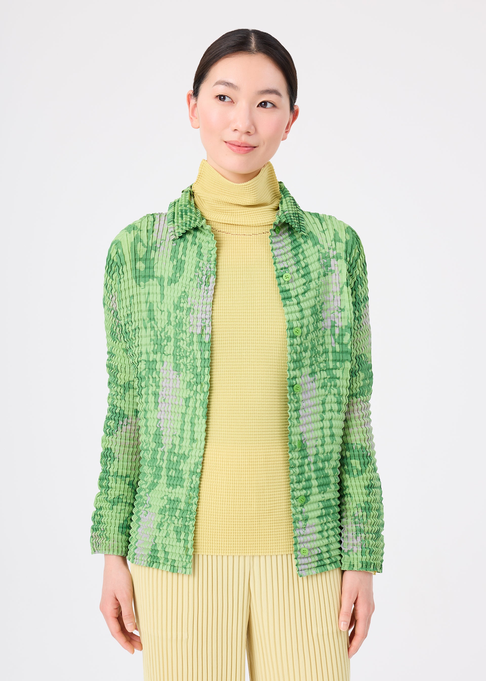 plantation ISSAY MIYAKE チェック　ブラウス　カーディガン LEAF PLEATS SHIRT – isseymiyake.com