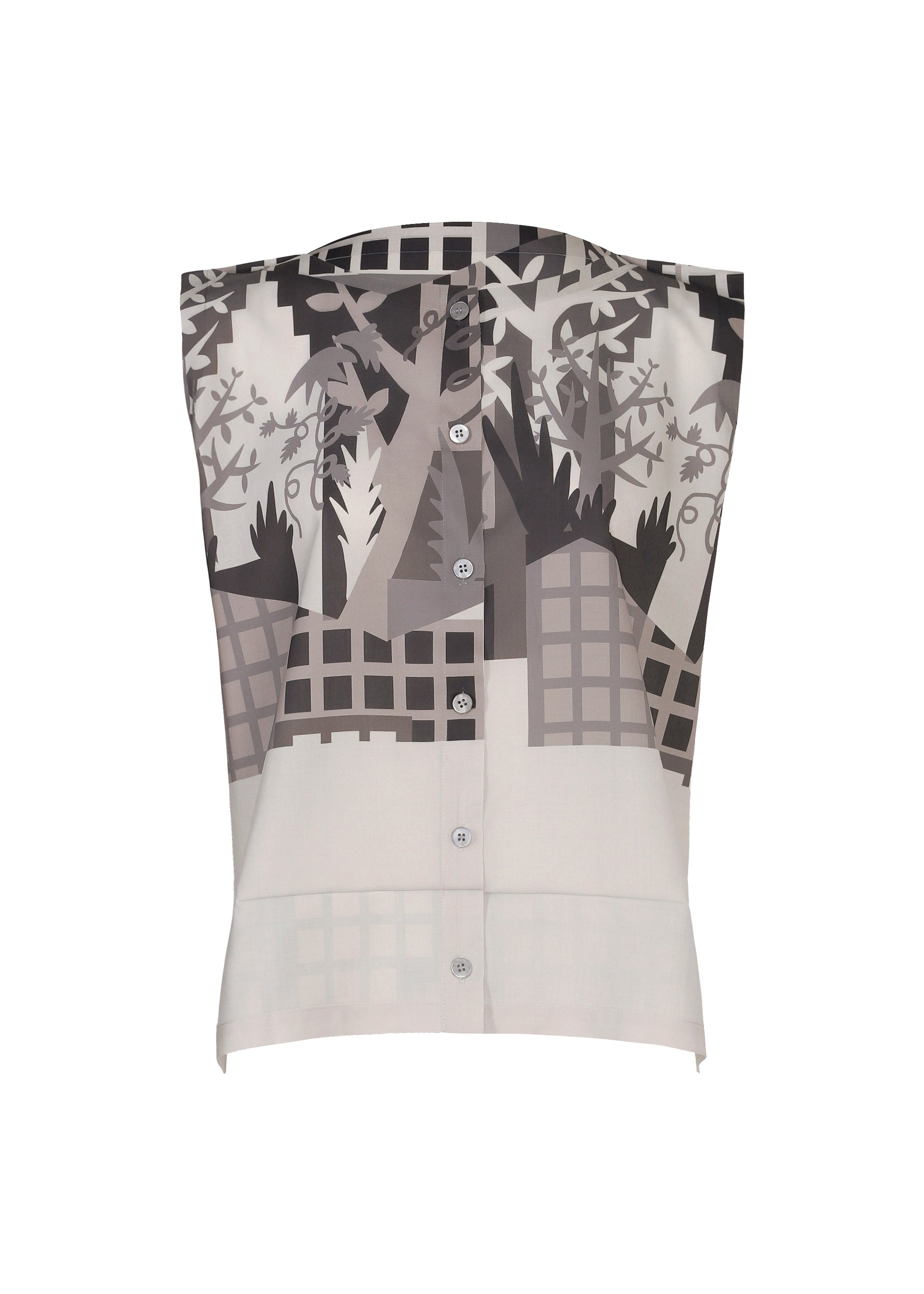 BUILDING PRINT SHIRT、ウィメンズ_トップス_トップ、グレー