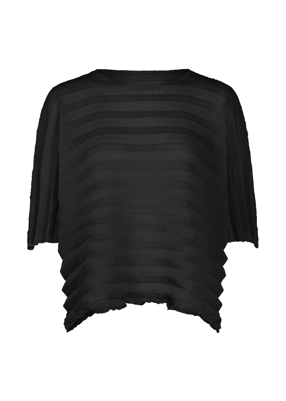 ACCORDION SEE-THROUGH CREPE、ウィメンズ_トップス_トップ、ブラック