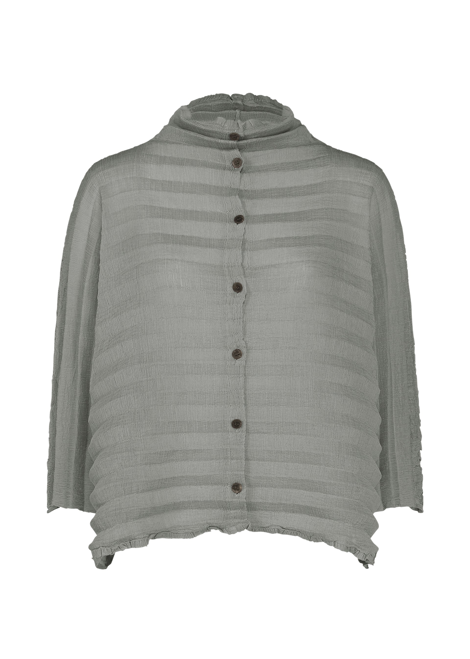 ACCORDION SEE-THROUGH CREPE、ウィメンズ_トップス_カーディガン、グレー