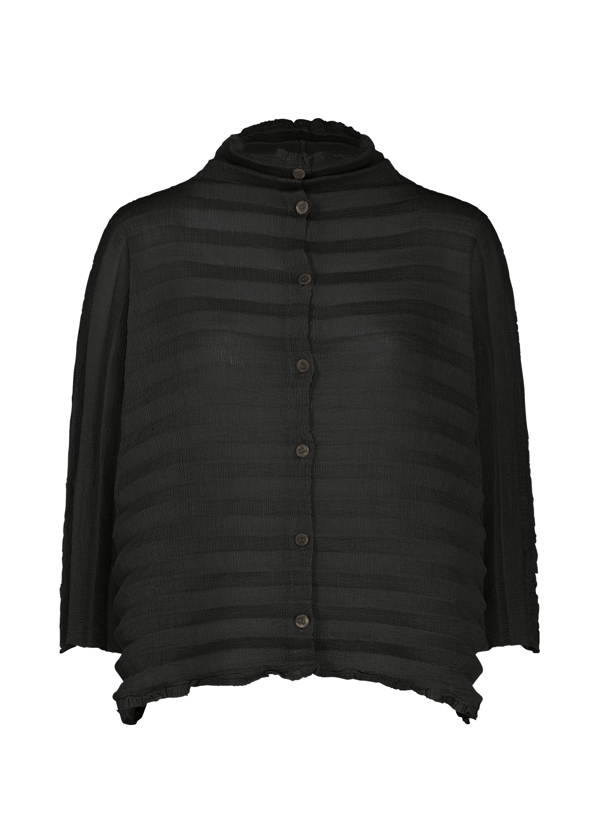 ACCORDION SEE-THROUGH CREPE、ウィメンズ_トップス_カーディガン、ブラック