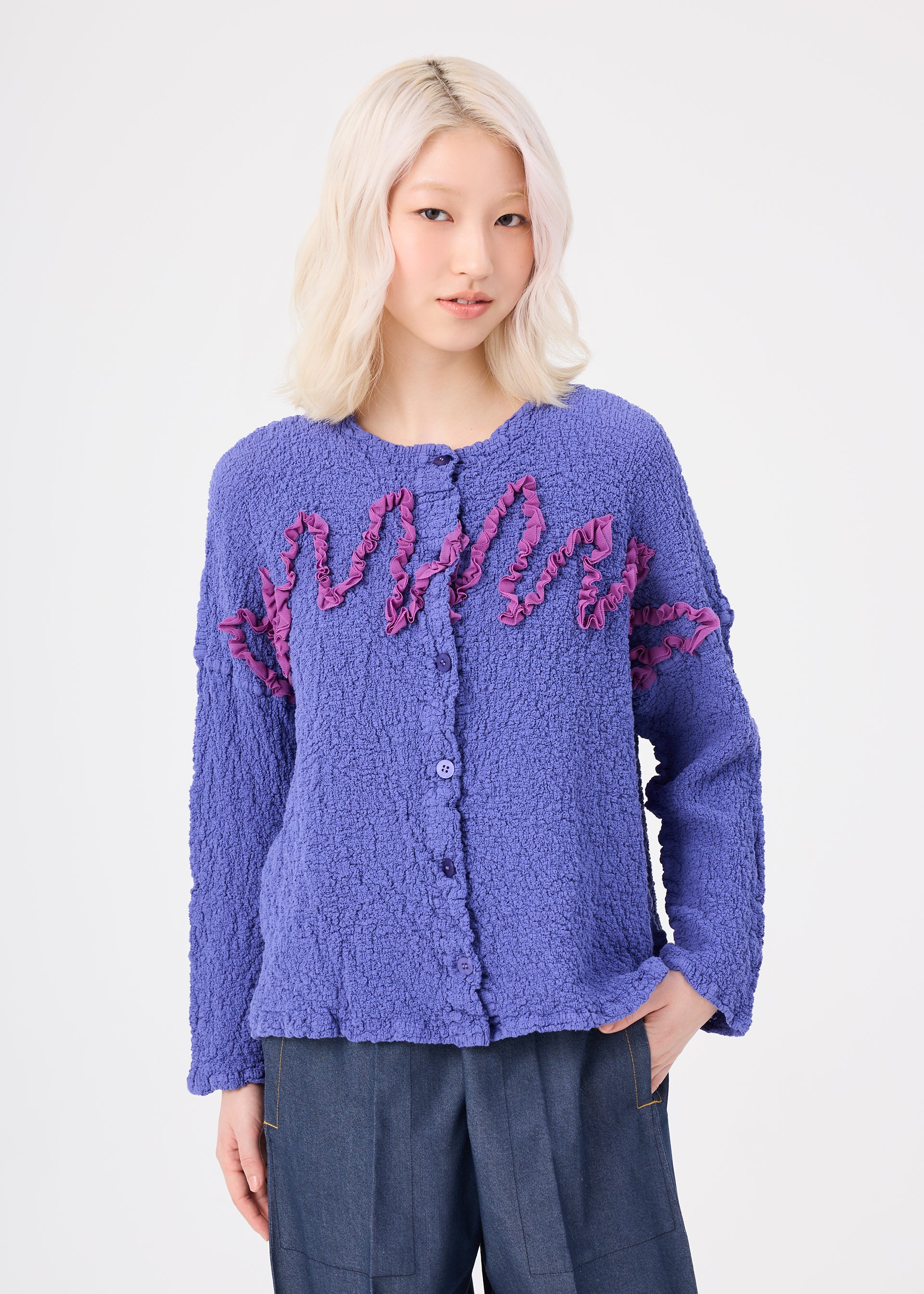LEAF TULLE CAULIFLOWER、ウィメンズ_トップス_カーディガン、着用画像1