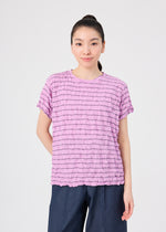 STRIPE MERINGUE T-SHIRT、ウィメンズ_トップス_トップ、着用画像1