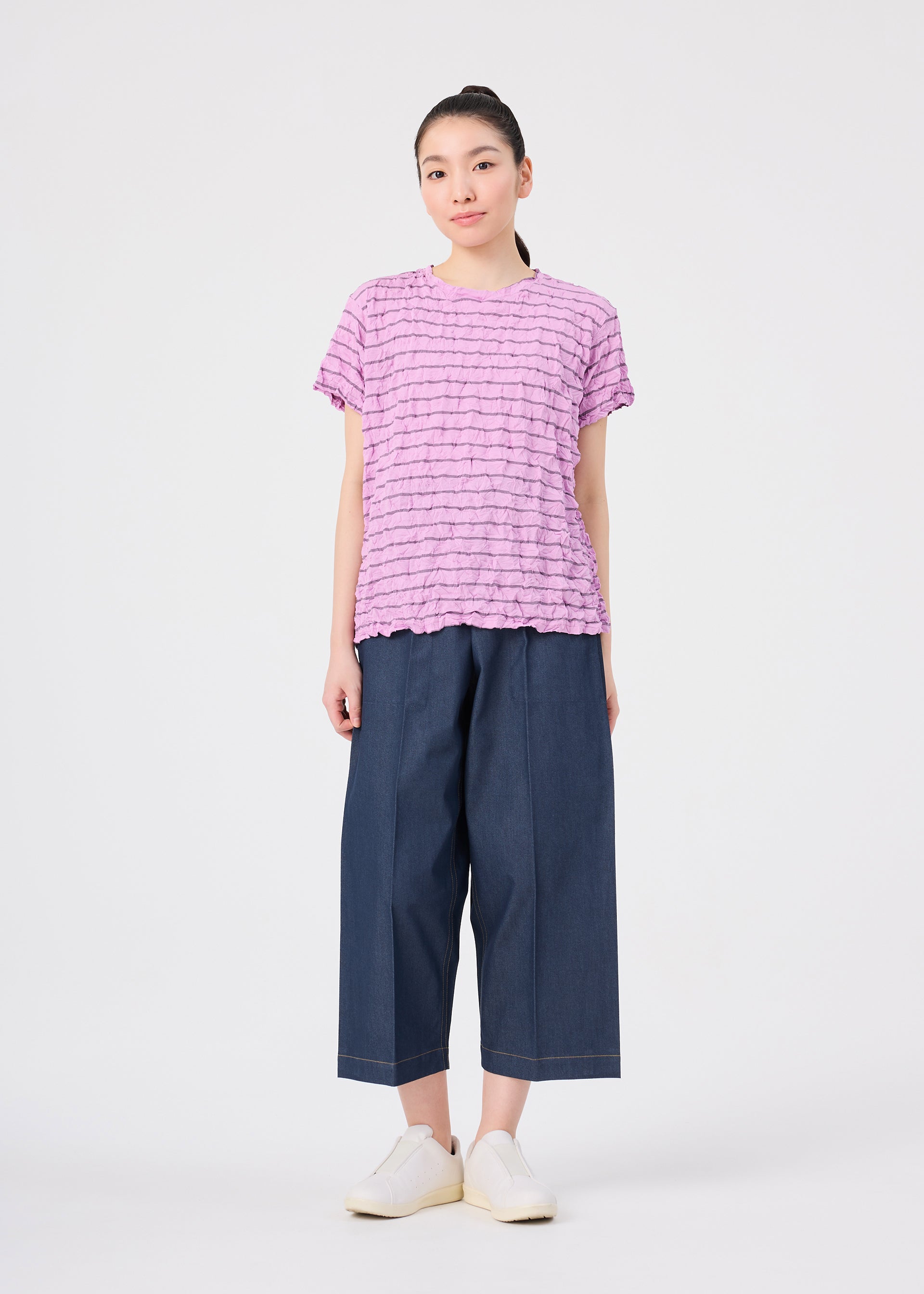 STRIPE MERINGUE T-SHIRT、ウィメンズ_トップス_トップ、着用画像3