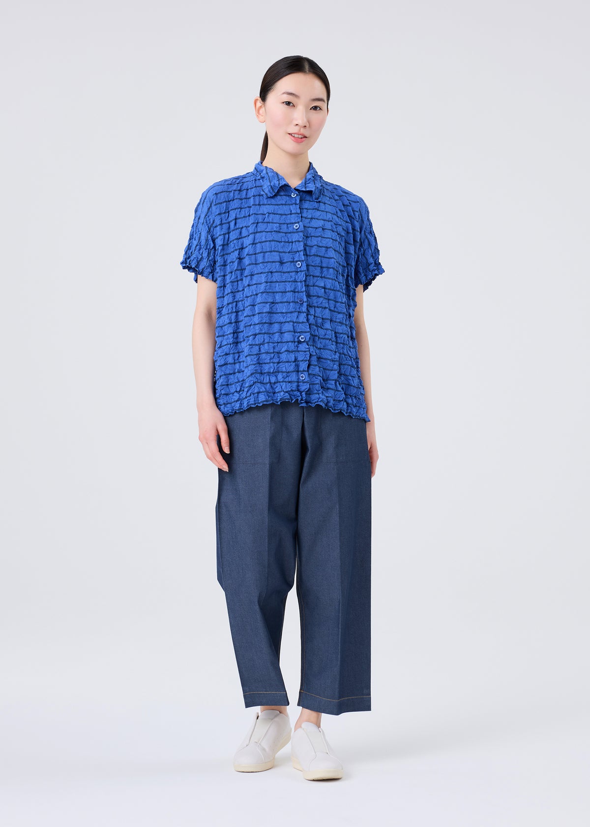 STRIPE MERINGUE T-SHIRT、ウィメンズ_トップス_トップ、着用画像3