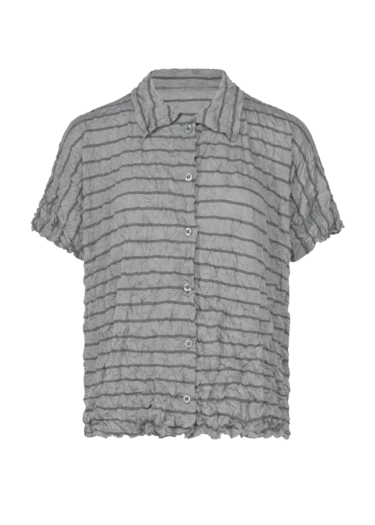STRIPE MERINGUE T-SHIRT、ウィメンズ_トップス_トップ、グレー