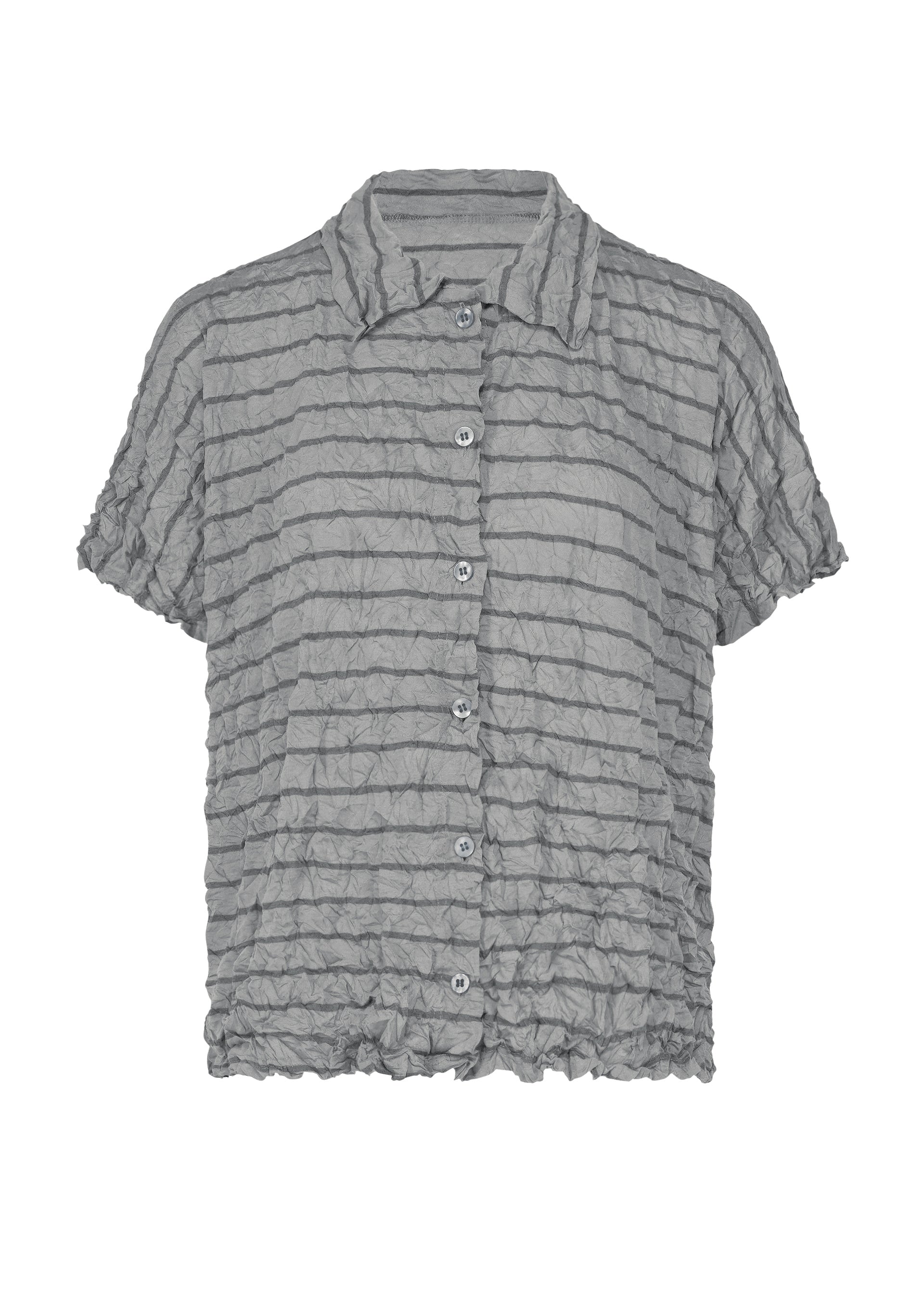 STRIPE MERINGUE T-SHIRT、ウィメンズ_トップス_トップ、グレー