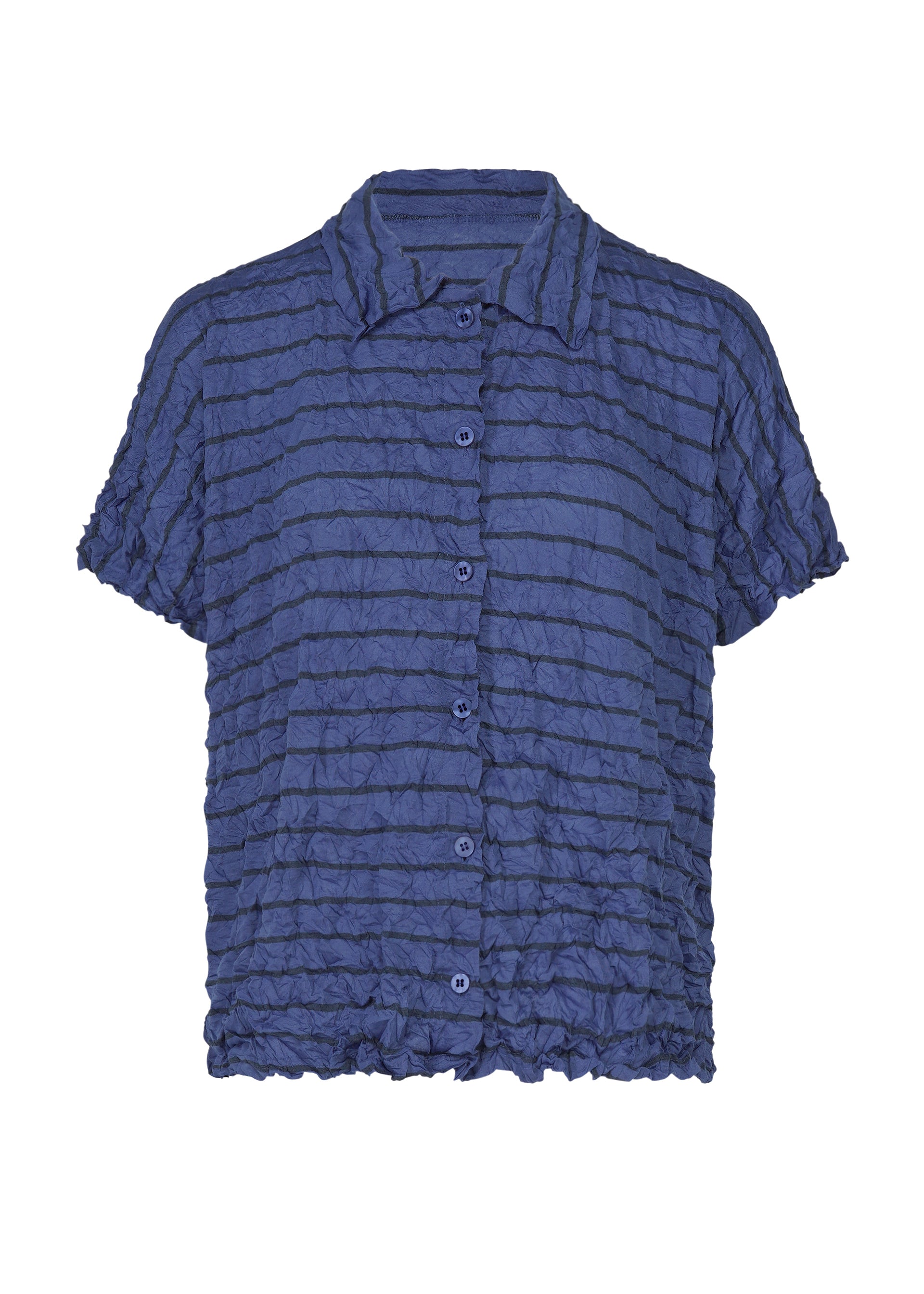 STRIPE MERINGUE T-SHIRT、ウィメンズ_トップス_トップ、ブルー