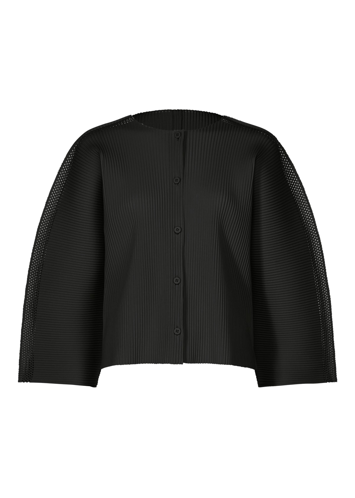 MESH PLEATS、ウィメンズ_トップス_カーディガン、ブラック