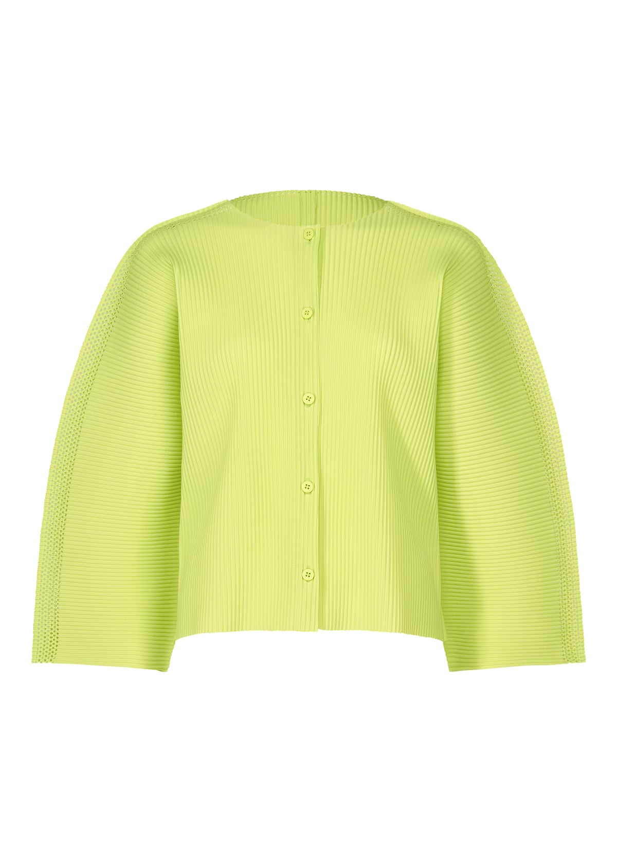 MESH PLEATS、ウィメンズ_トップス_カーディガン、イエロー