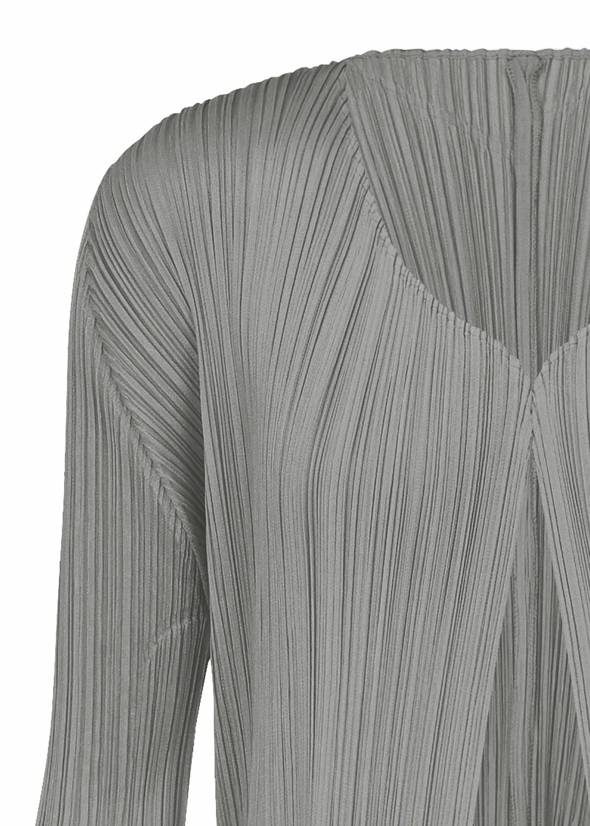 PLEATS PLEASEベルト付きロングコートカーディガン✳︎グレー ロングウールフレアコート グレー ベルト付き 冬 フルレングス
