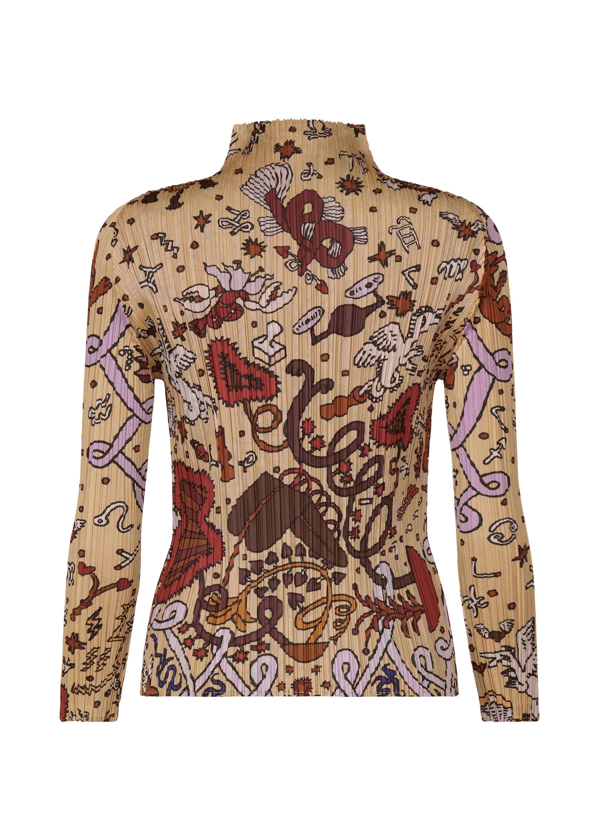 プリーツプリーズイッセイミヤケプリントハイネック長袖シャツPP43JK721