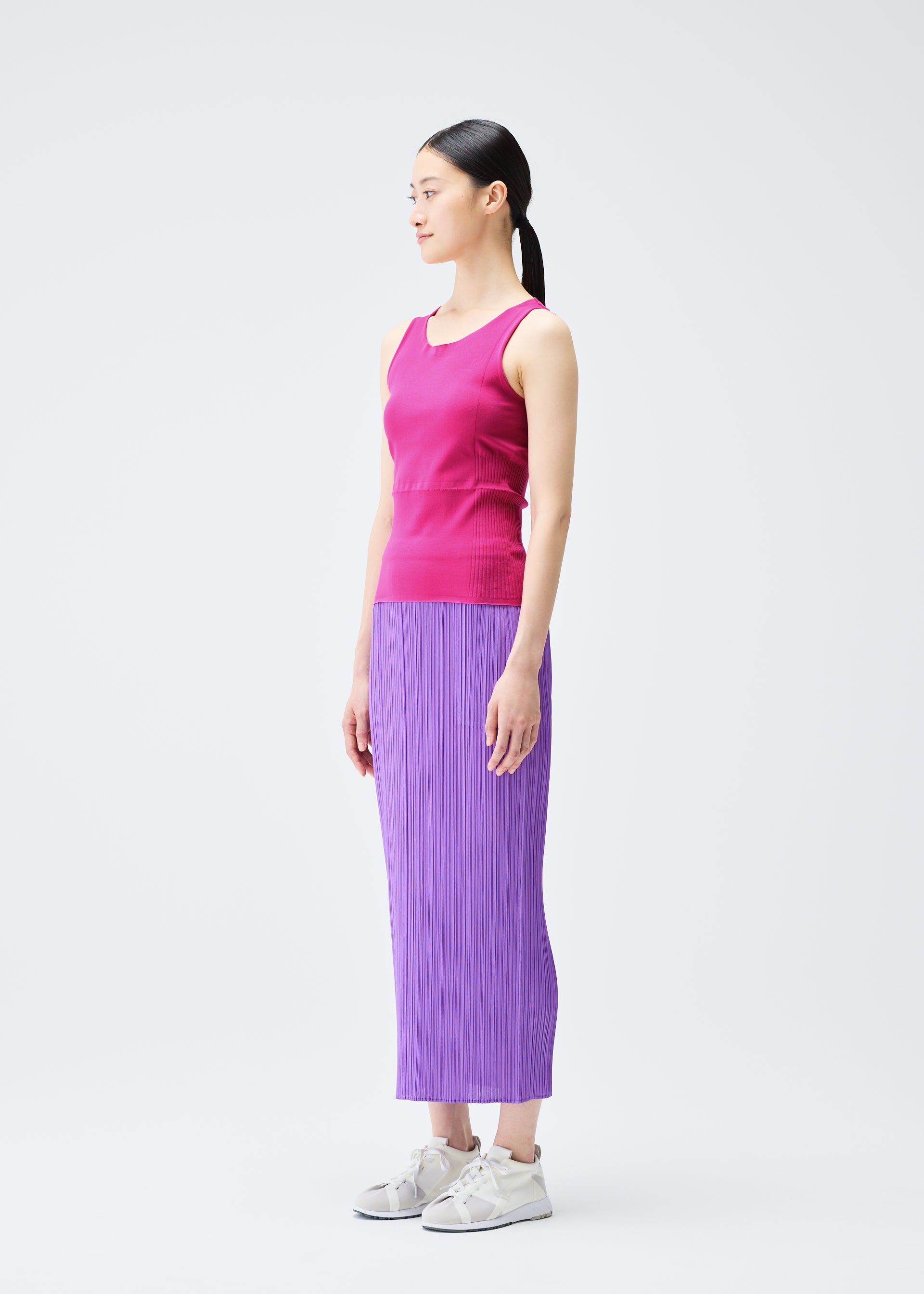 ISSEY MIYAKE◆A.POC INSIDE/ノースリーブカットソー/2/ナイロン/PNK/無地 ISSEY MIYAKE(イッセイミヤケ) / A.POC INSIDE/ノースリーブ