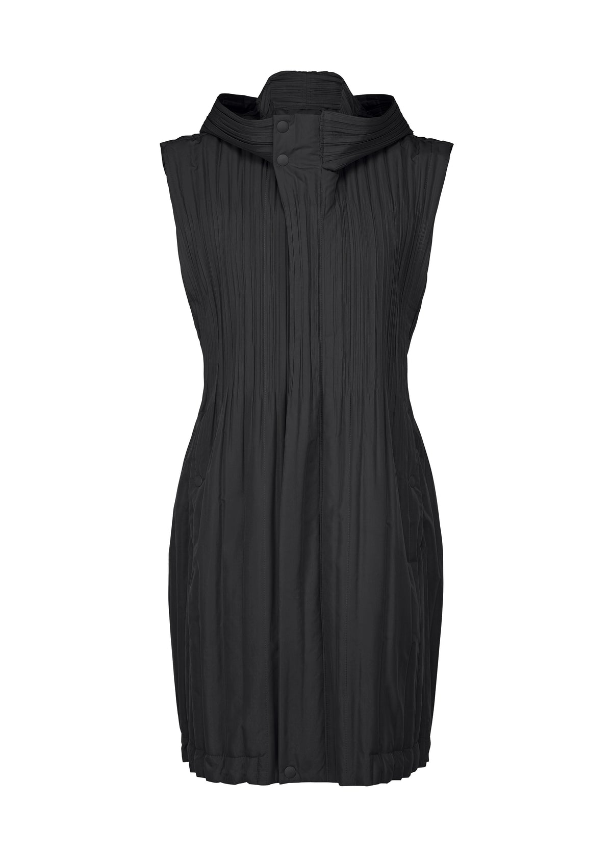 PADDED PLEATS COAT、ウィメンズ_トップス_ベスト、ブラック