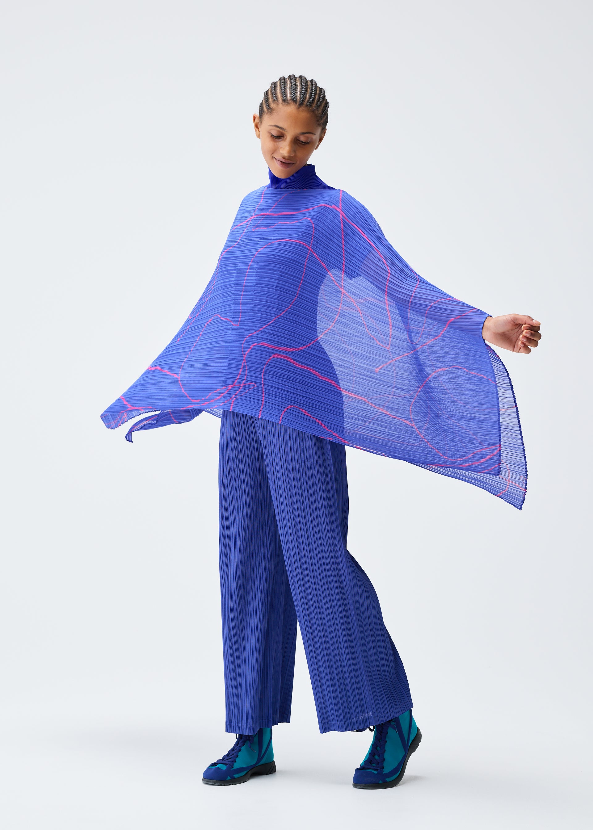 ISSEY MIYAKE プリーツストール　ブルー Yahoo!オークション -「イッセイミヤケ プリーツプリーズ