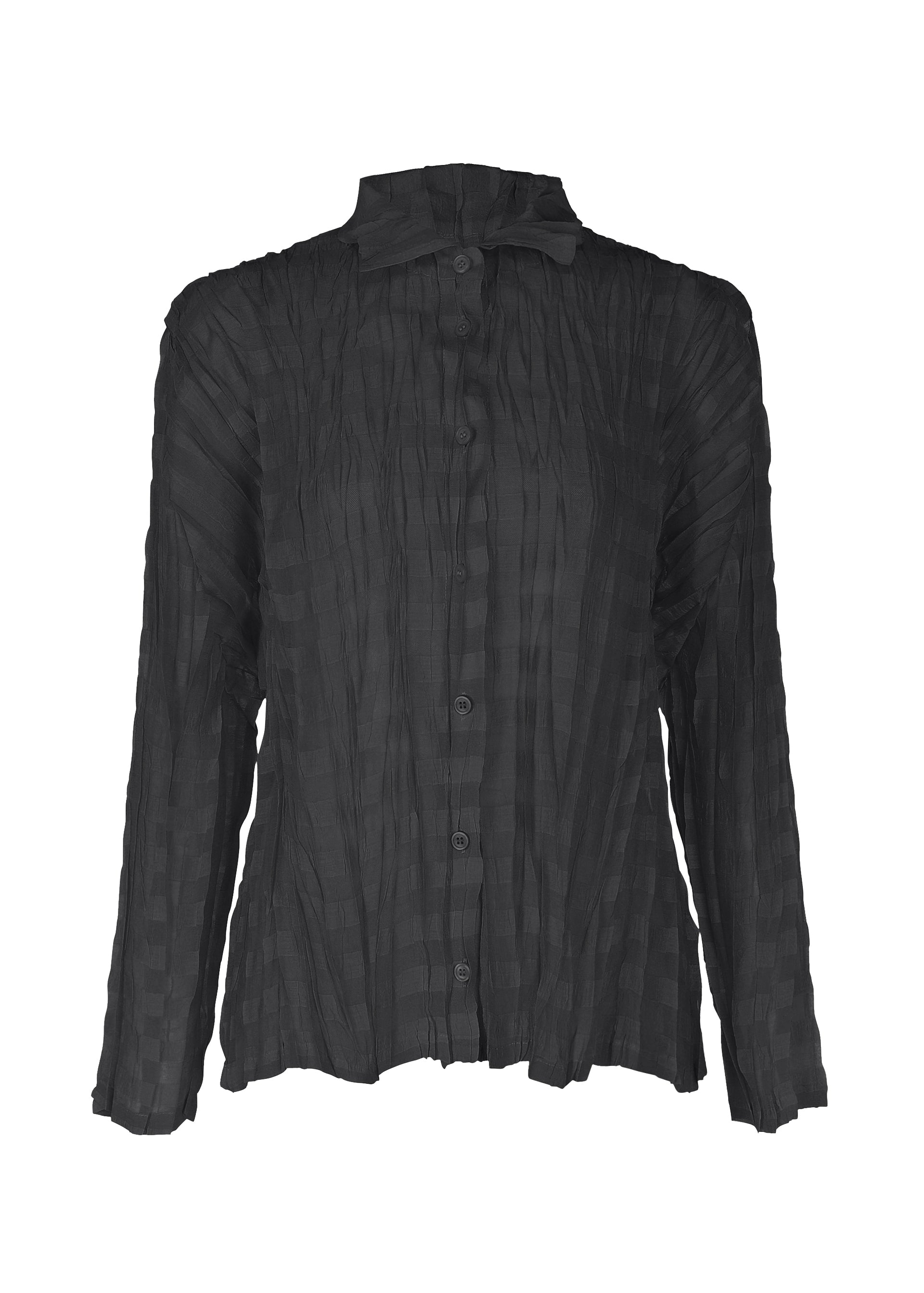 TWISTED BORDER SHIRT、ウィメンズ_トップス_シャツ、ブラック