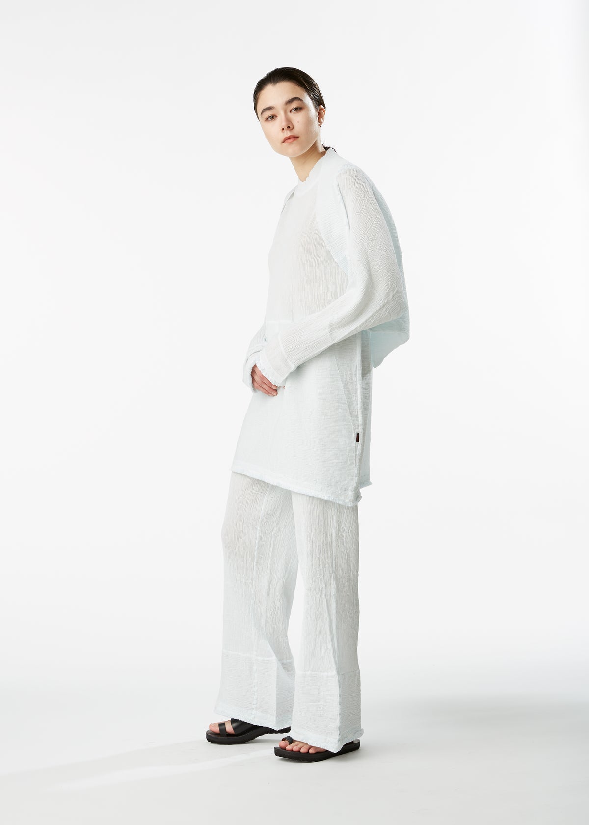 KYO CHIJIMI HEM LINE FRINGE、ウィメンズ_トップス_トップ、着用画像1