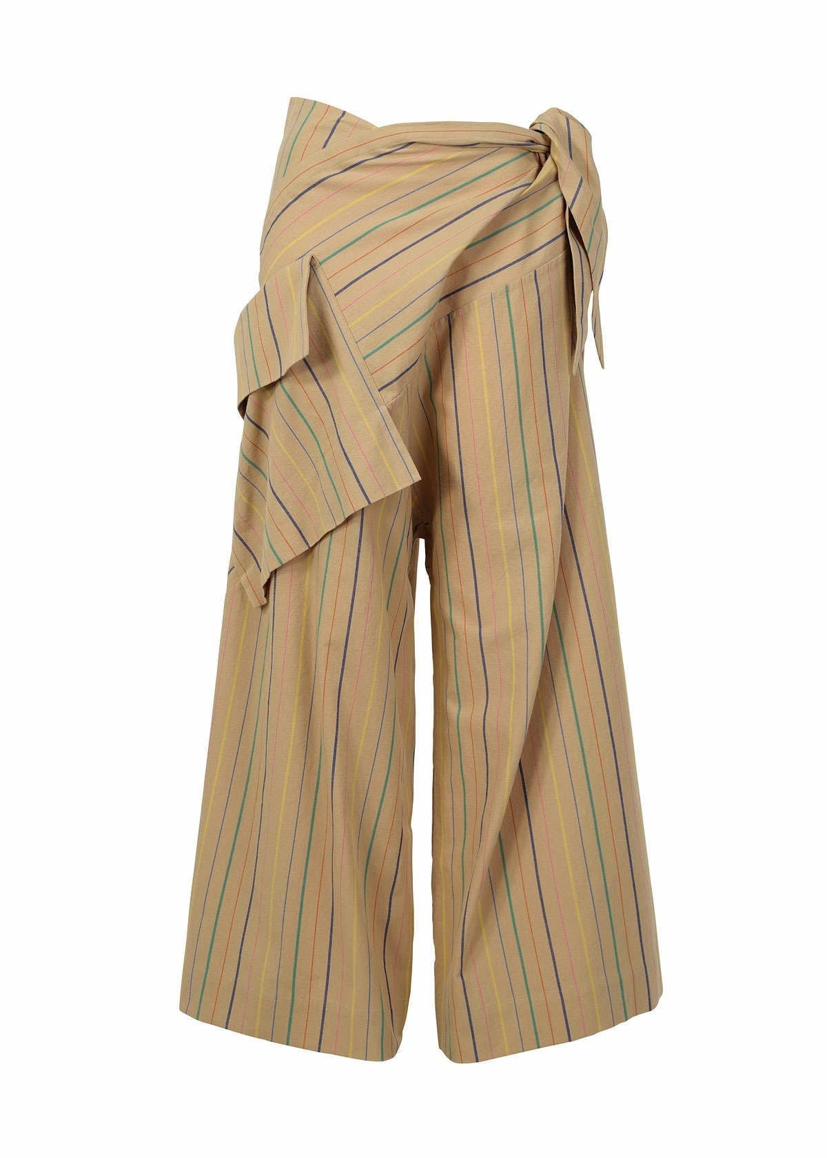 STRIPE COTTON、ウィメンズ_パンツ、ブラウン