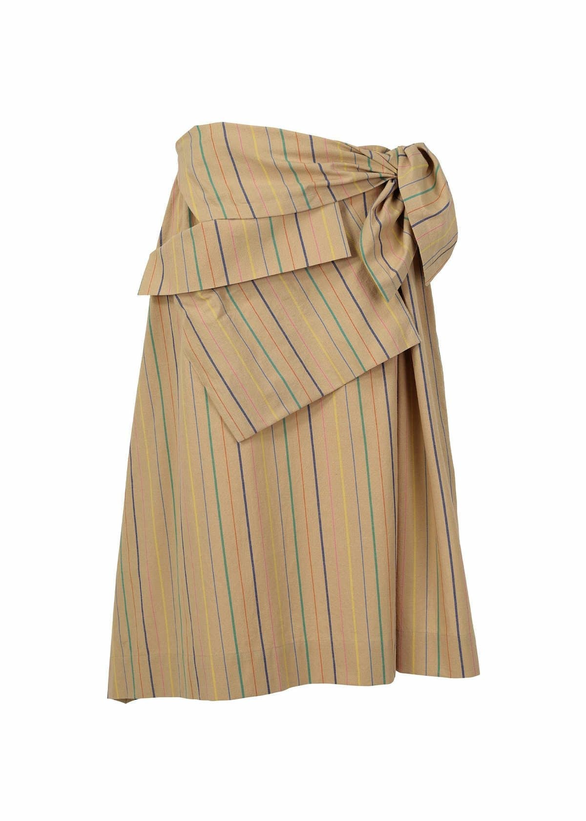 STRIPE COTTON、ウィメンズ_スカート、ブラウン