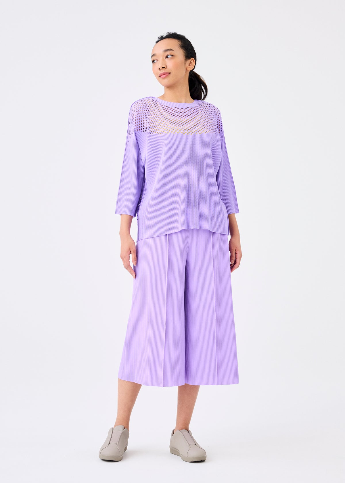 MIX FINE KNIT PLEATS、ウィメンズ_トップス_トップ、着用画像3