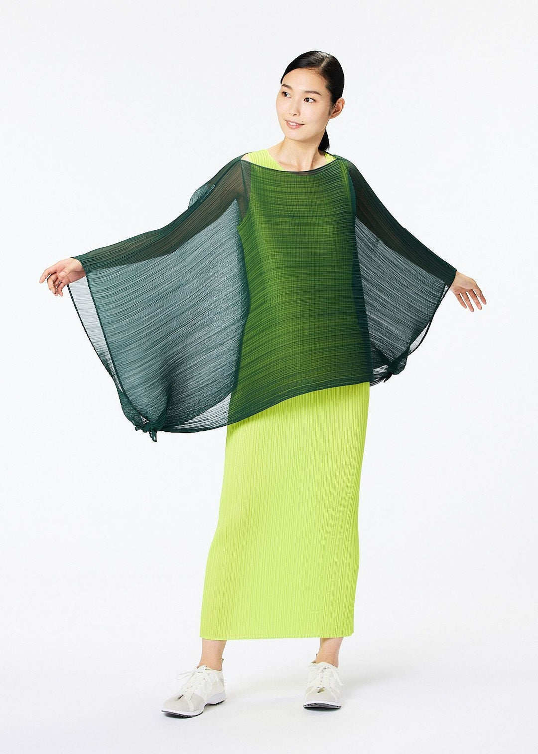 PLEATS PLEASE ISSEY  No sleeve one piece PP13JH310 green 4